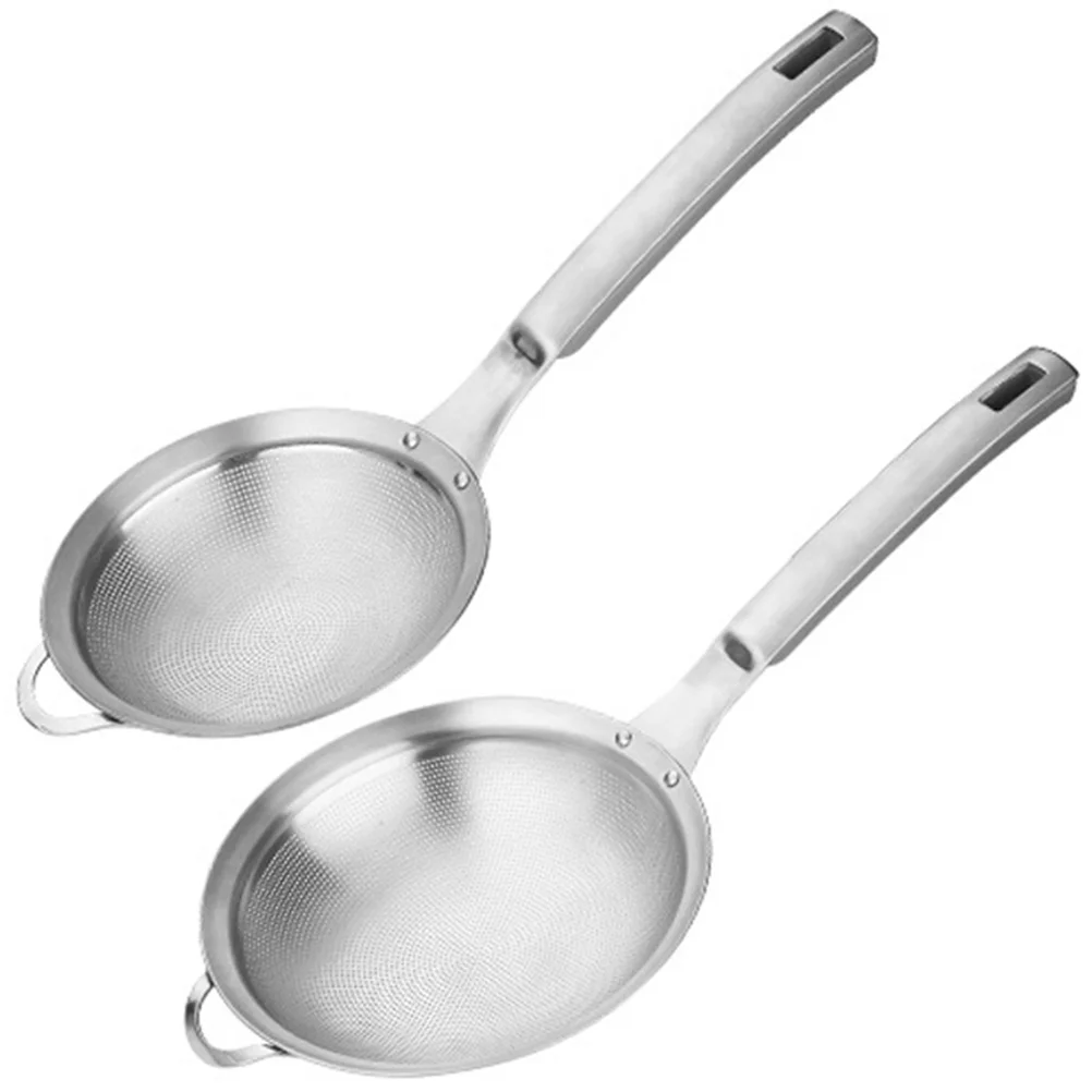 

2Pcs Stainless Steel Mesh Strainers Multi-function Oil Strainers Professional Flour Colanders