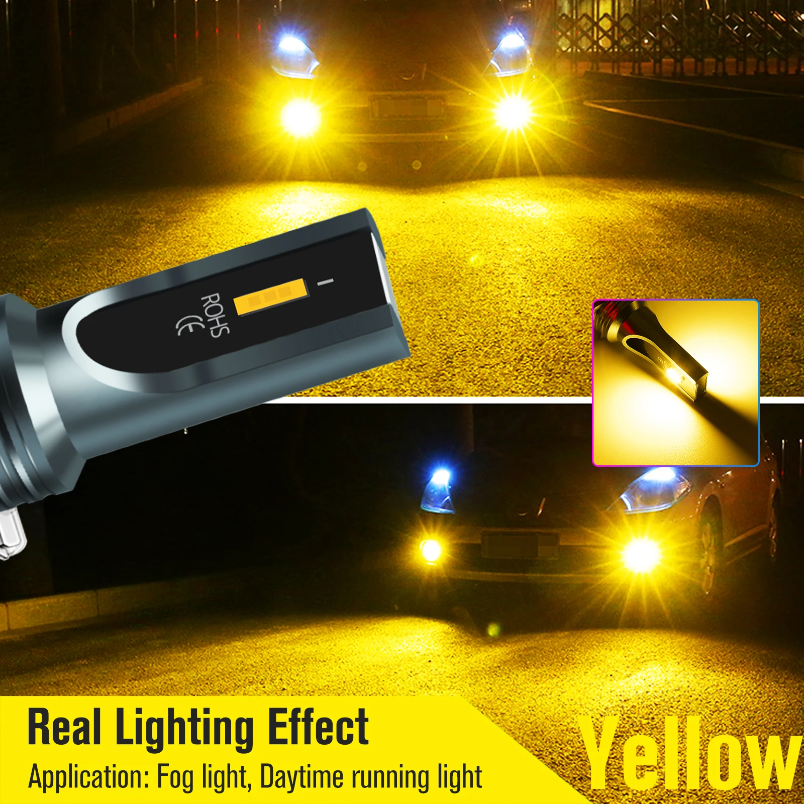 2x H8B H9B H11B светодиодная лампа для фар белого/янтарного/голубого цвета совместимая