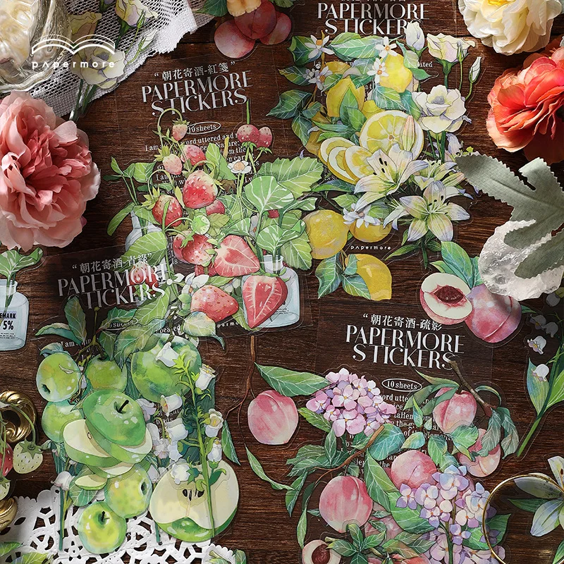 

4 Packs Total 40PCS The Blooming Wild Flowers Big Size Transparent PVC Sticky Stickers Set 157*95mm