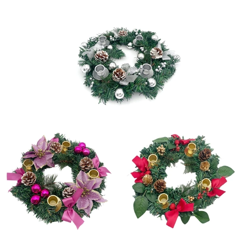 

Christmas Wreath Candlestick Festival Party Dinner Bar Kitchen Decoration Gift