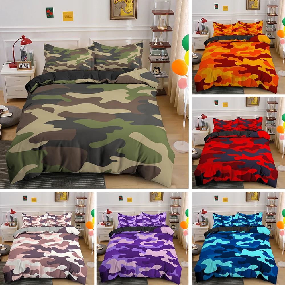 

Camouflage Bedding Set Boy Teen Kids Abstract Duvet Cover With Pillowcase King Queen Twin Size Comforter Home 2/3Pcs Bedclothes