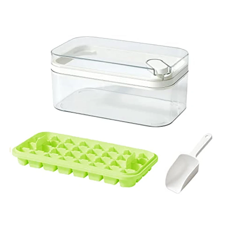 

1Set Ice-Cube Tray With Lid And Bin Ice-Cube Trays For Freezer 32 Pcs Ice-Cube Mold Plastic