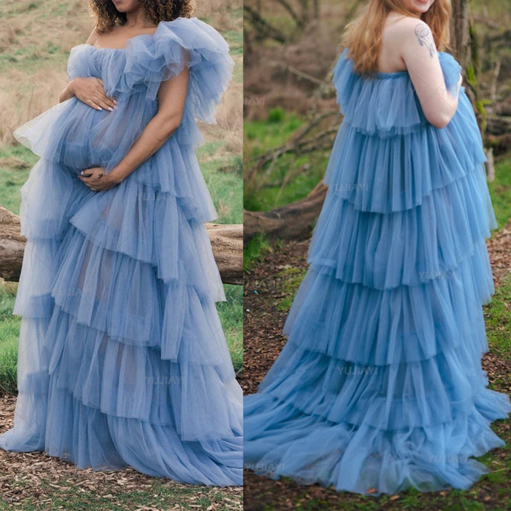 

Women Robes Ruffles Tiered Skirts Maternity Dresses for Photoshoot Puffy Gown Sleepwear Fluffy Tulle Boudoir Lingerie Nightwear