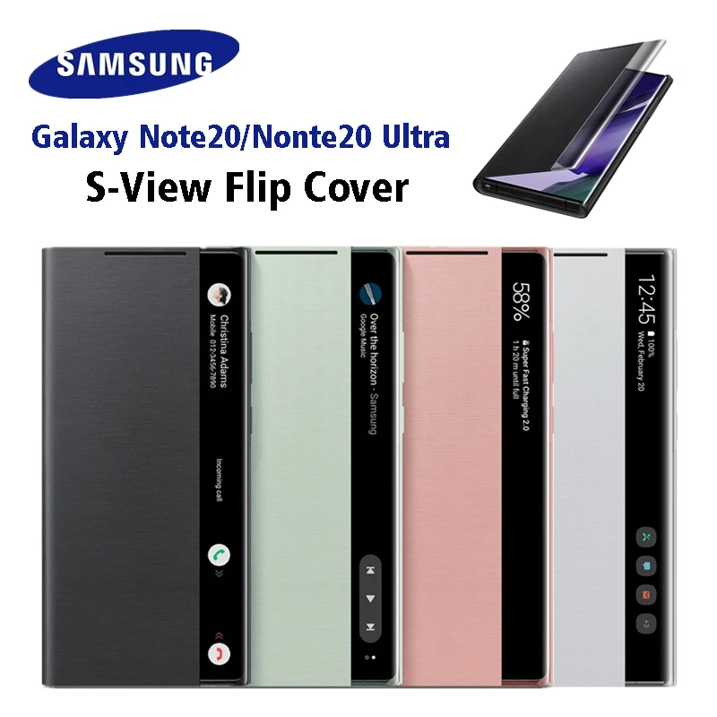 

Оригинальный зеркальный умный чехол-книжка Samsung для Galaxy Note 20/Note20, ультратонкий Светодиодный чехол для телефона, S-образные чехлы