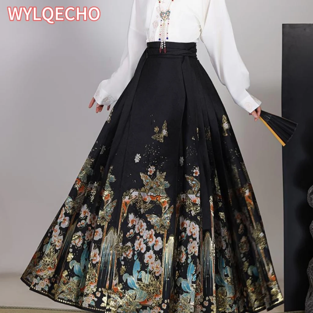 Оригинальная новая юбка в китайском стиле с лицом лошади Hanfu, женская ...