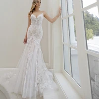 sexy spaghetti straps wedding dress 2022 for bride beach backless bridal gown lace appliques sweep train vestidos de novia