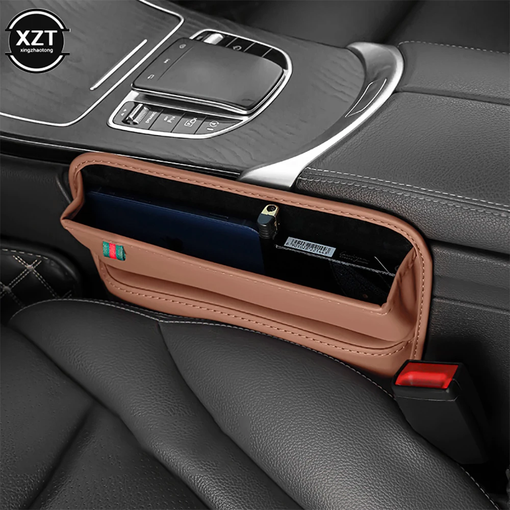 

Car Gap Storage Box PU Leather Car Console Side Seat Gap Filler Front Seat Organizer for Cellphone Keys Small Items Manage