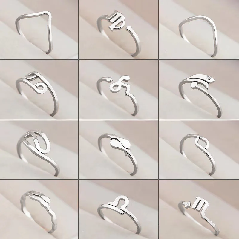 

Korean Style Artistic Fresh Twelve Constellation Open Ring Female Student Couple All-Match Jewelry Ring