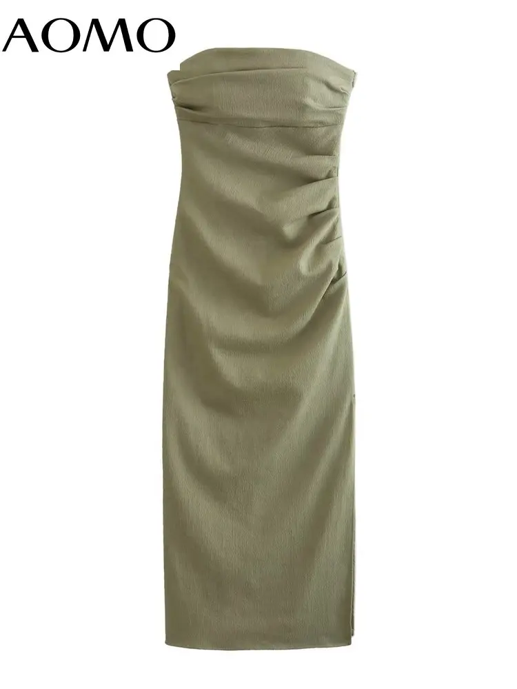 

Женское платье без бретелек, из хлопка и льна