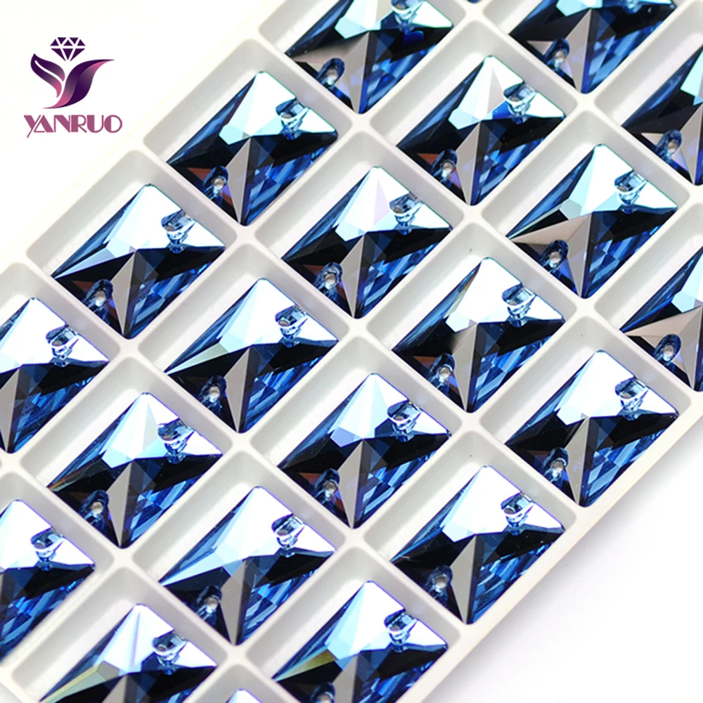YANRUO 3250 прямоугольные аквамариновые синие стеклянные бриллианты для шитья одежды