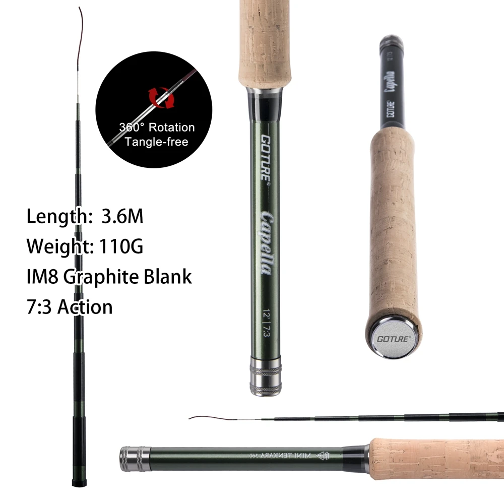 Goture 12FT Classical Tenkara Fly Fishing Rod Combo Super Light Portable IM8 Carbon Fiber Trout With Flies Line Lures Set - купить по