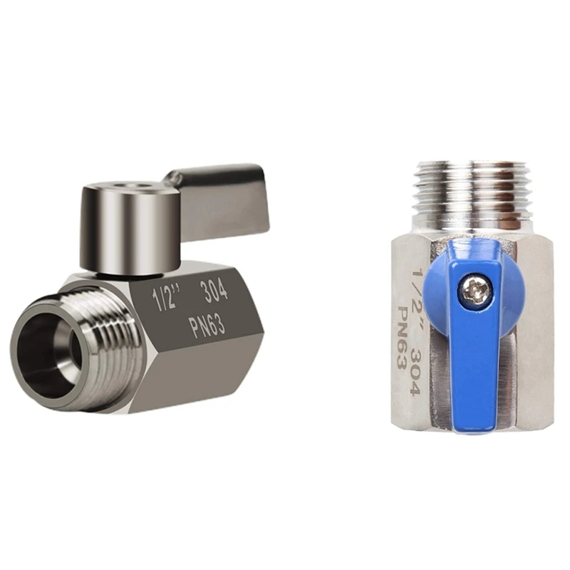 HOT-2 Pcs 304 Stainless Steel Mini Ball Valve(1/2 Inch Female X Male) NPT Thread, Water Flow Regulator Head Control Valve