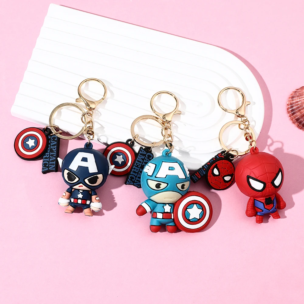 

Marvel Superhero Silica Gel Keychain Cartoon Spiderman Hulk Thor Keyrings Cute Captain America Iron Man Keyholder Avengers Gift