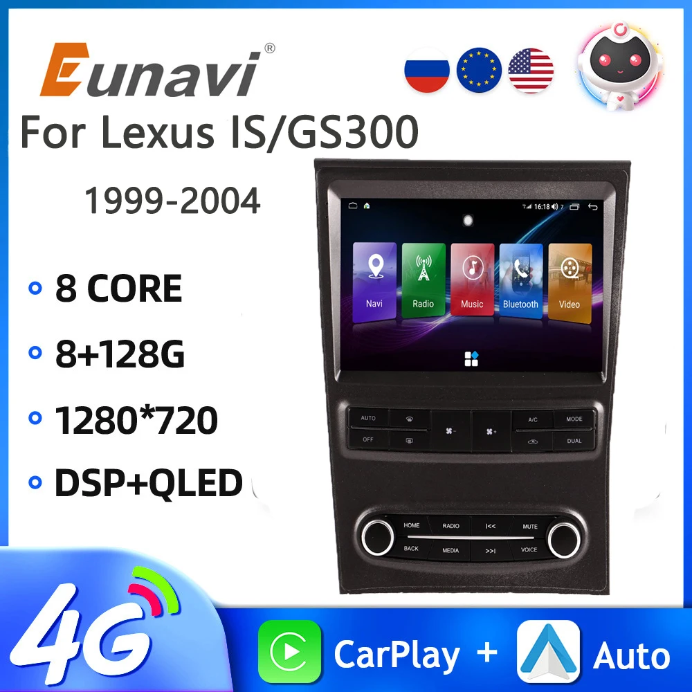 Фото Автомагнитола 2DIN, мультимедийный видеоплеер для Lexus IS GS300 1999-2004, GPS-навигация, CarPlay, автомобильная головка Android №1