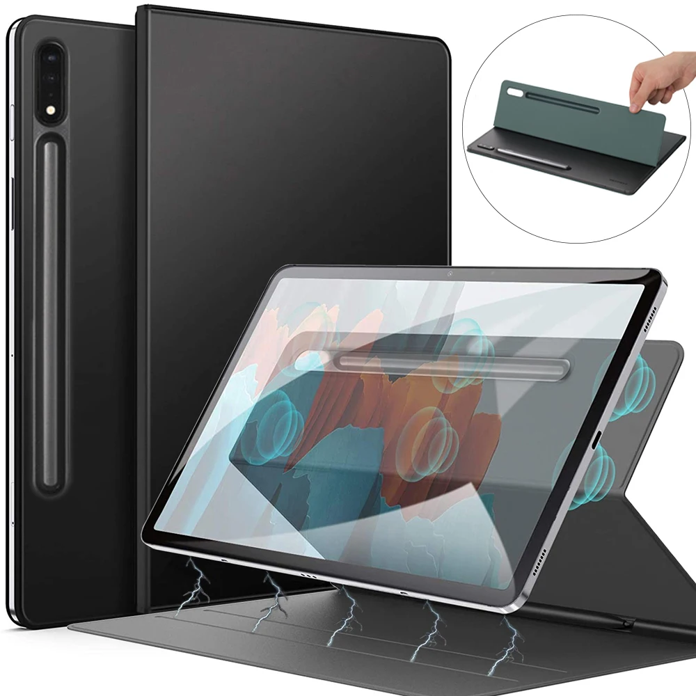 

Чехол для Samsung Galaxy Tab S8 S7 FE S8 Plus, чехол с магнитной подставкой и держателем для стилуса для Tab S7 Plus S8, ультра Автоматический Режим сна и пробужде...