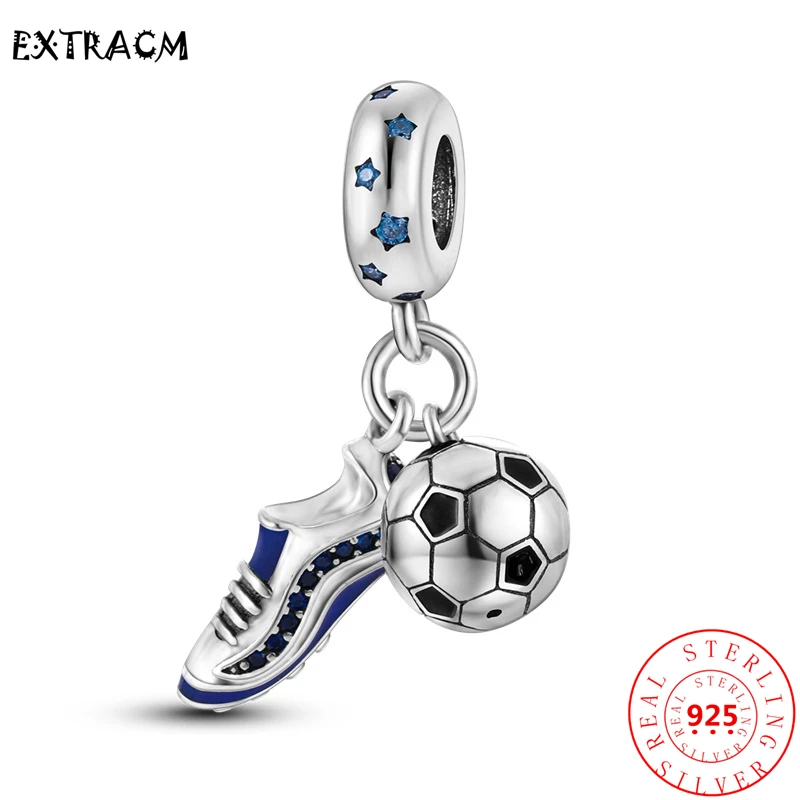 New 925 Silver Badminton Dumbbell Football Basketball Runner Sports Style Beads Fit Original Pandora Charms Bracelet DIY Jewelry images - 6