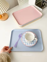 mushrooms gardenkorean style simple solid color macaroon color tray wheat straw cooking plate one person food tea tray