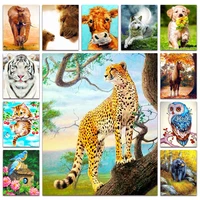 full diamond painting embroidery mosaic cross stitch animals leopard elephant dog wolf tiger horse cat owl bird cow lion bear 06