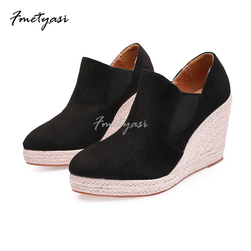 Wedge Shoes For Woman Purple Espadrille Slip-On High-Heels Luxury Elegant Round Toe Shoe Girl 2023 Fashion Sandals