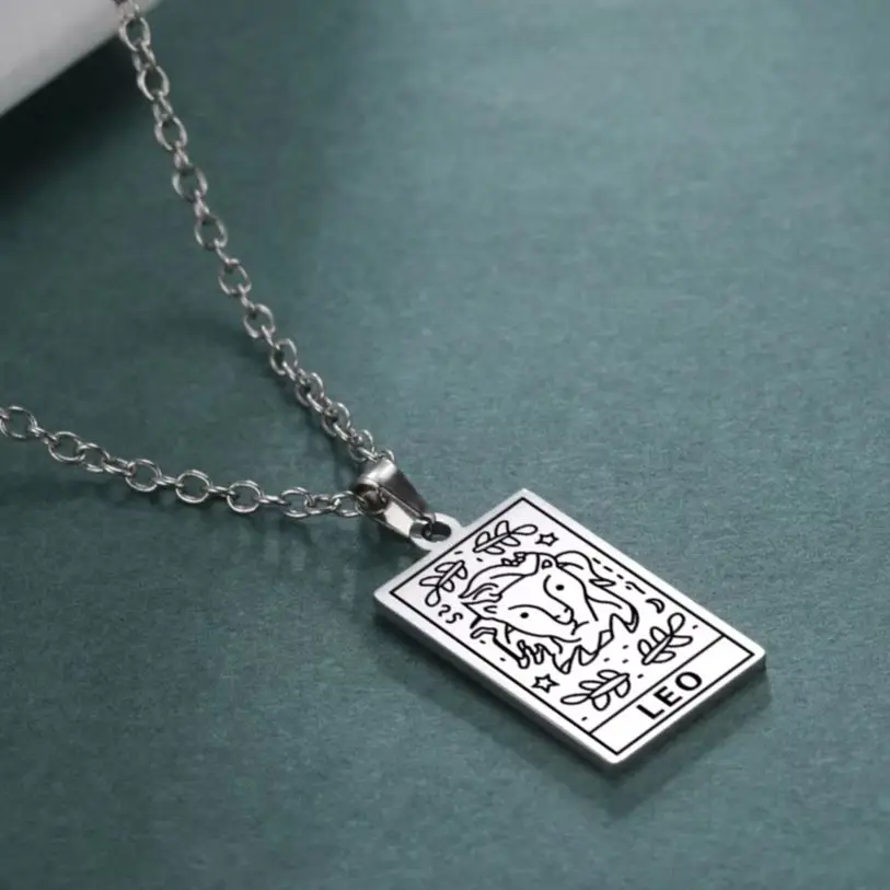 LIKGREAT винтажное ожерелье из нержавеющей стали с 12 созвездиями и квадратным