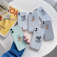 bandai funny cat and mouse creative tom and jerry clear silicon phone case for iphone 7 8plus xr xs xsmax 11 12 13 pro max cas