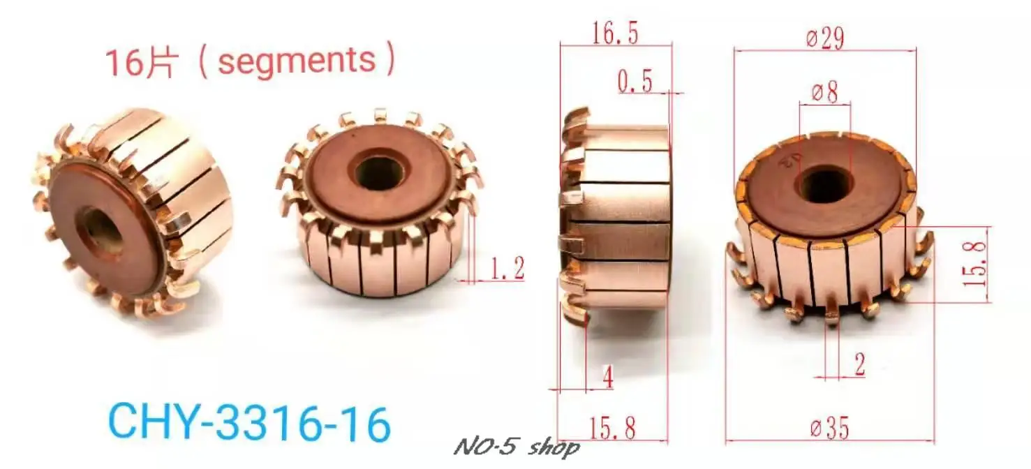 

10Pcs 29x8x15.8(16.5)x16P Copper Bars Electric Motor Commutator