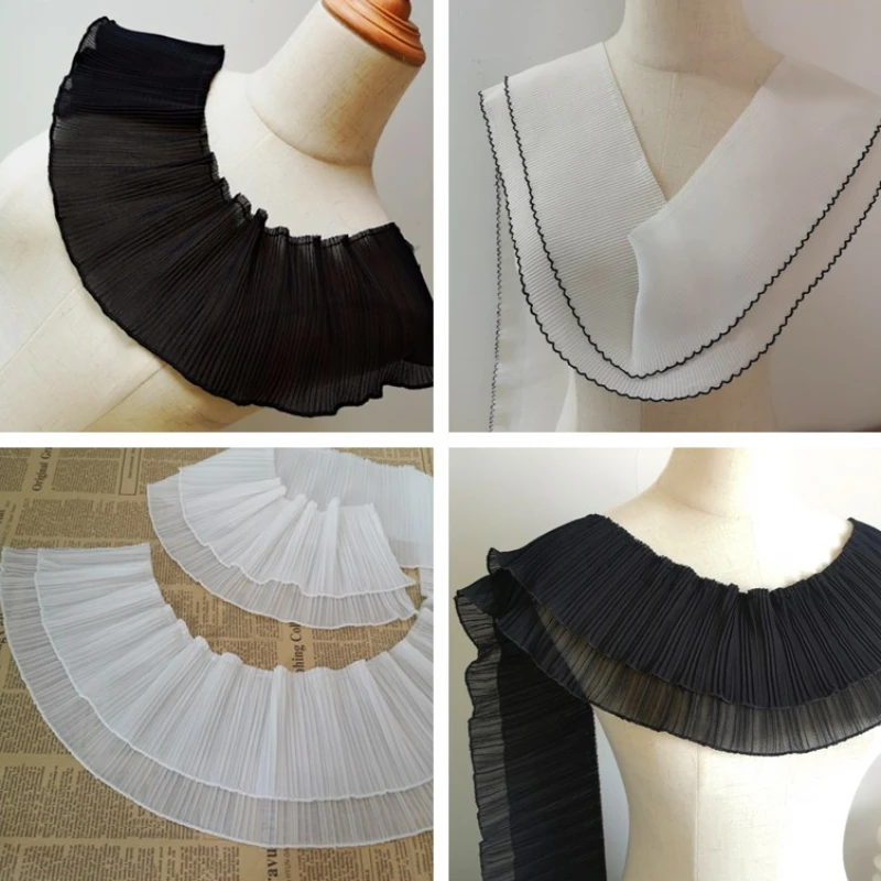 Шифоновая плиссированная кружевная отделка лента для шитья одежды своими руками