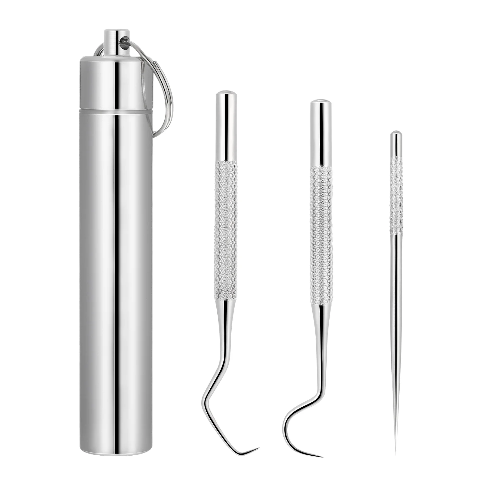 

Teeth Picker Metal Keychain Scraper Toothpick Kit Carry Dental Picks Plaque Remover Reusable Toothpicks