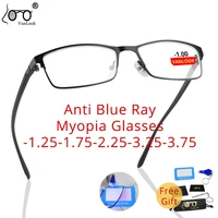 men women glasses for sight myopia blue light blocking computer glasses tr90 eyewear frame 1 25 1 75 2 75 3 75 4 00