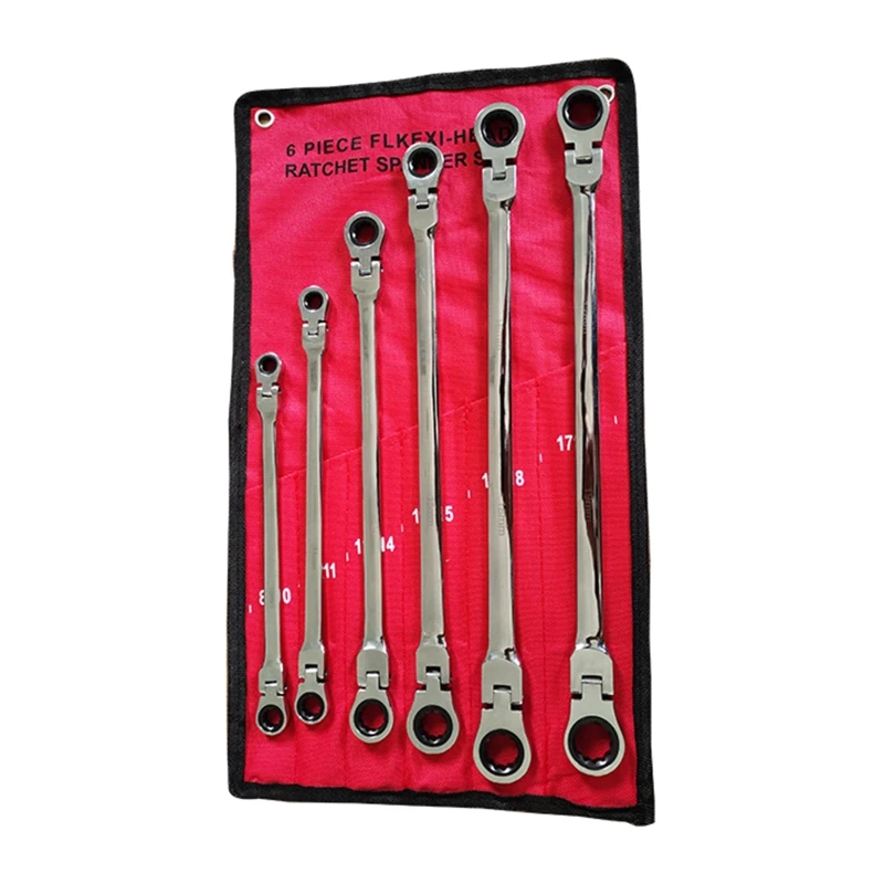 

Flexible for Head Ratchet Spanner Set Long Wrench CRV Double End Metric 8-19mm