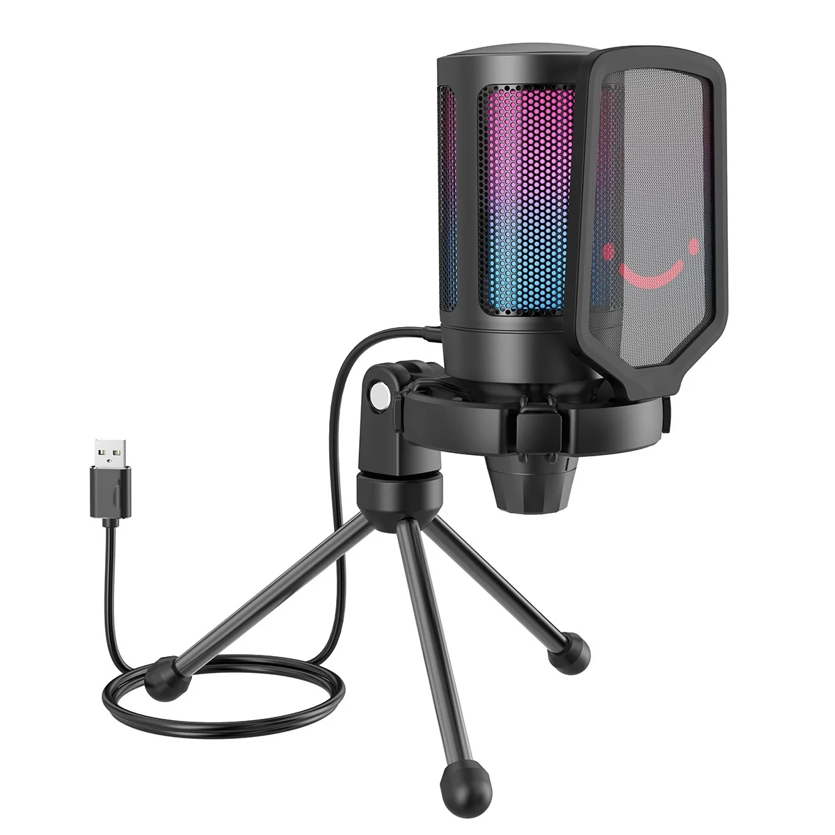 USB Condenser Gaming Microphone for PC PS4 PS5 MAC with Pop Filter Shock Mount&ampGain Control Podcasts Twitch YouTube |
