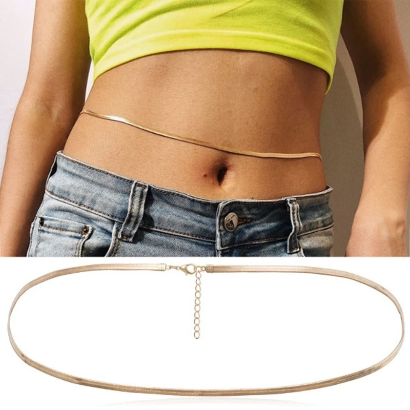 

Fashion Women Simple Waist Chain Snake Bone Chain Metal Body Chain Punk Style Beach Accessories Fashion Jewelry