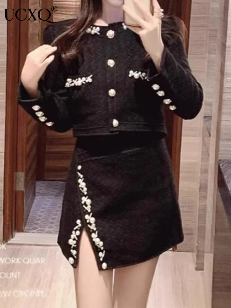 UCXQ модные женские комплекты в европейском стиле универсальная короткая куртка с