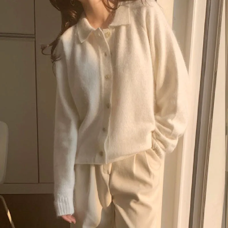 Южная Корея Dongdaemun осенне-зимний новый свитер с лацканами верхняя одежда женский