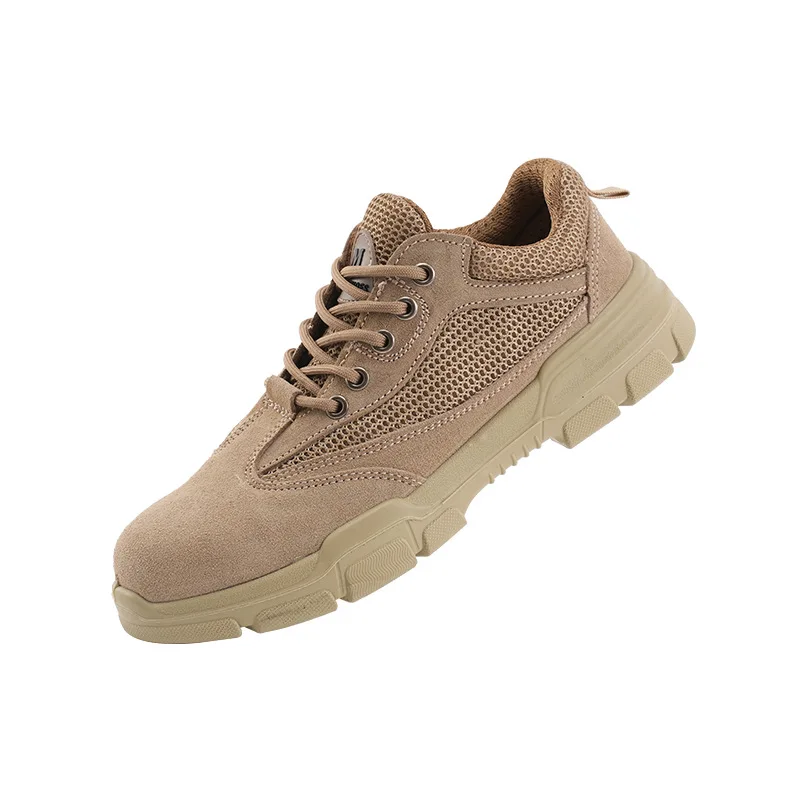 Мужская замшевая защитная обувь из воловьей кожи дышащая со стальным носком и