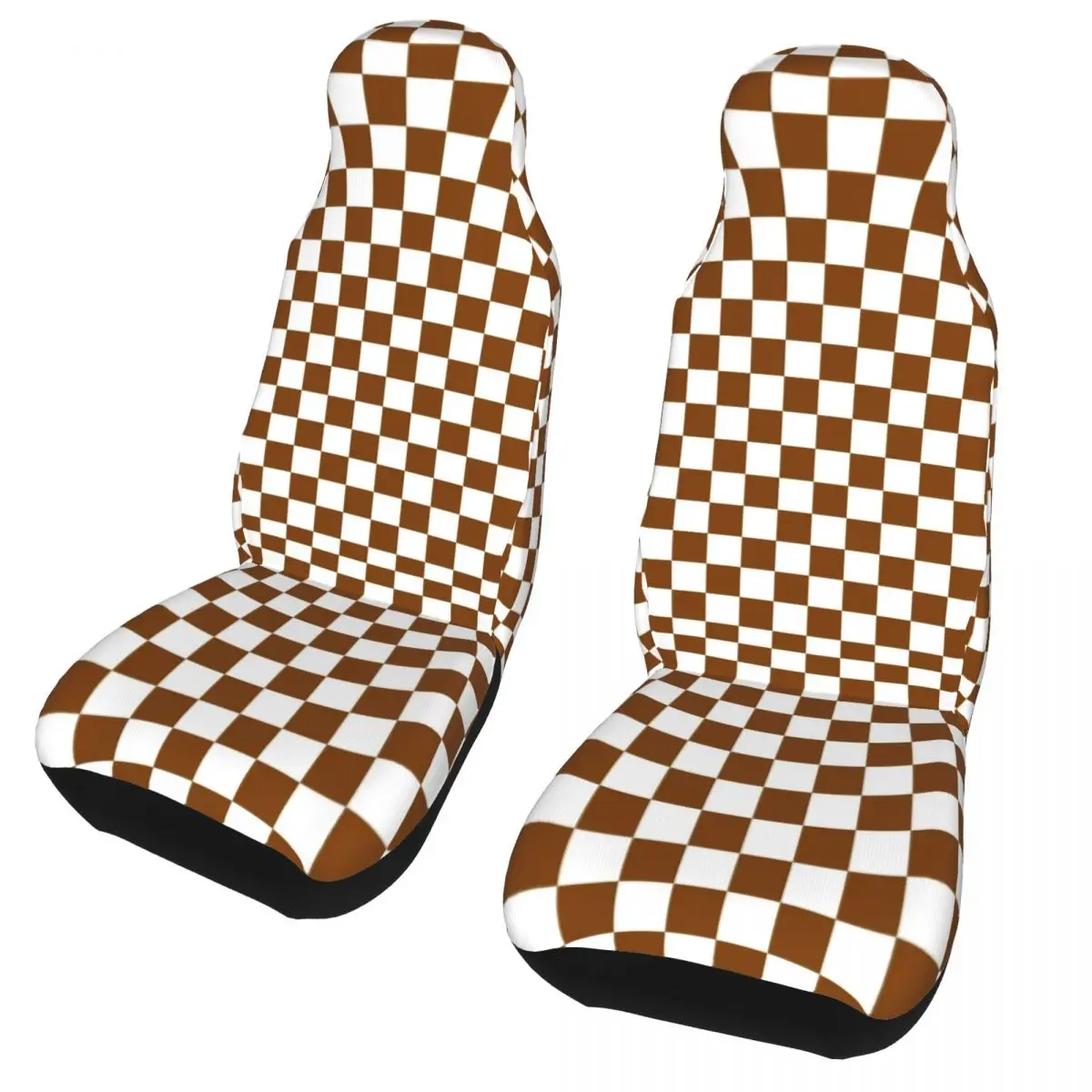 

White And Chocolate Brown Checkerboard Universal Car Seat Cover Four Seasons AUTOYOUTH Checkered Seat Covers Polyester Hunting