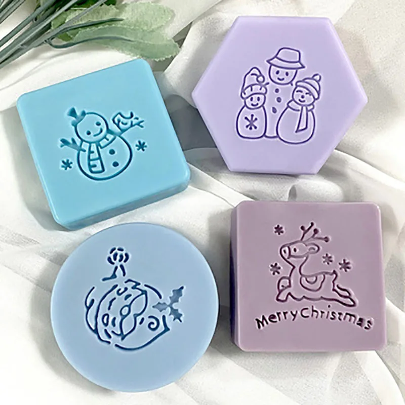 

Santa Claus Holiday Snowman Bell Acrylic Transparent Seal Handmade Soap Chapter Custom Christmas Stamps Handicraft Custom Logo