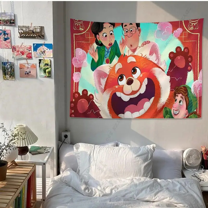 Милый гобелен на стену в виде панды из мультфильма поворачивающаяся красная