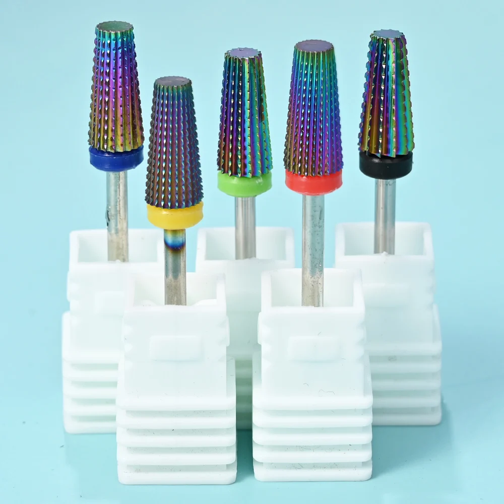 

Rainbow Nail Drill Bits 5 in 1 Drill Bits for Nails Tapered Barrel and Cone Shape Carbide Nail Drill Bits Acrylic Gel Remover