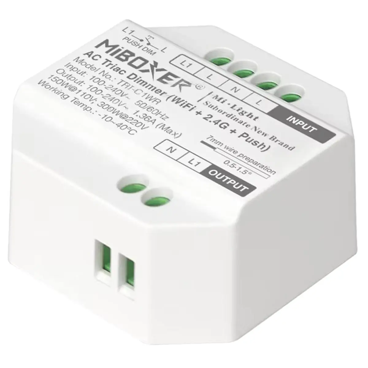 Фото Умный Wi-Fi диммер EMBRACE HAPPY MiBOXER TRI-C1WR 110V-220V с поддержкой Tuya, беспроводной, 2.4ГГц RF, для традиционных ламп накаливания/галогенных ламп №1