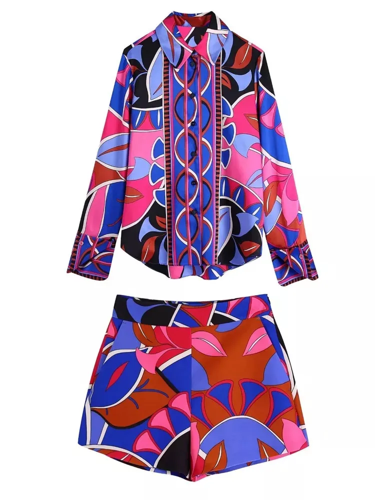 TRAF Print Bermuda Shorts Women Summer High Waist Shorts Woman Fashion Streetwear Short Pants Women Beach Casual Shorts Female