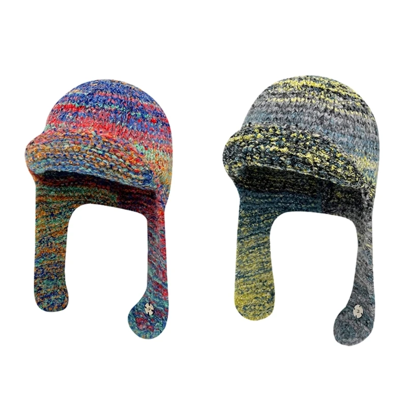 

Female Knitted Beanie Hat Hooded Skull Cap Lady Winter Warm Hat Sports Headwear