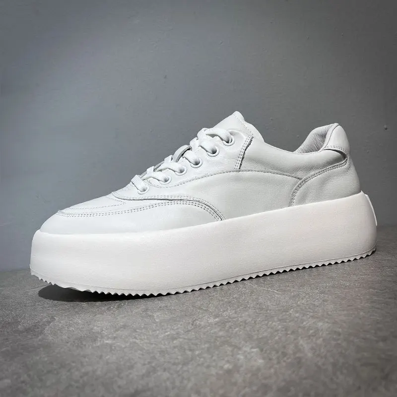 

Spring/Autumn Daily Sports Leisure Shoes Thick-soled Elevator Men's Leather Platform Sneakers Increase New Small White Shoe Male