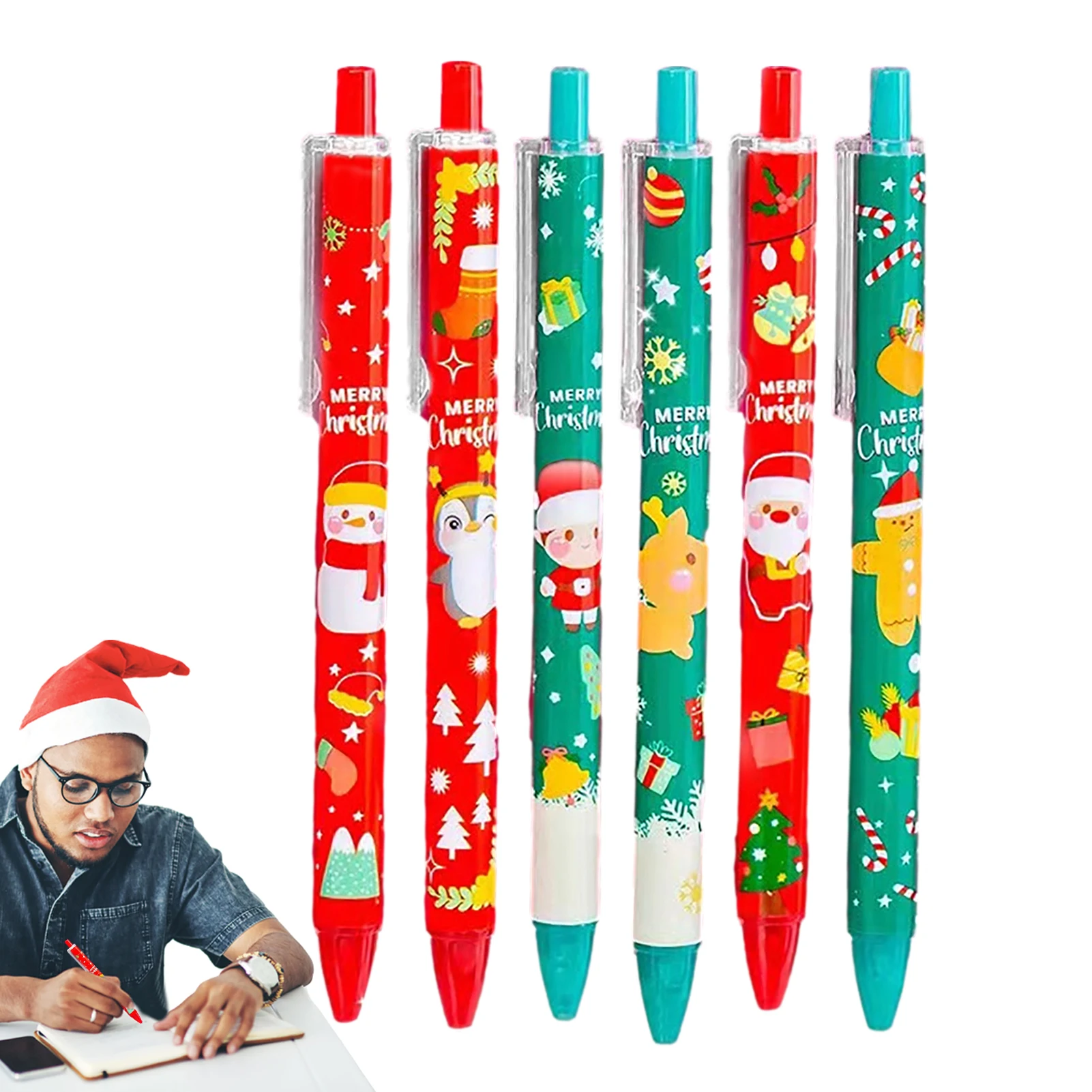 

Christmas Gel Pens Set 6 PCS Santa Claus Gel Pens Stationery Birthday Christmas Gift 0.5mm Black Santa Claus Pens Stationery