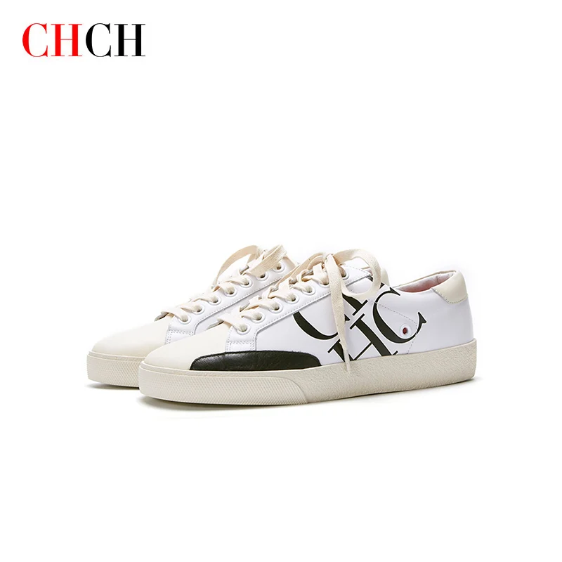 

CHCH New Fashion Women's Flats Leather Luxury Designer Alphabet Soft Classic Comfortable Unstuck Foot Casual Women's White Shoes