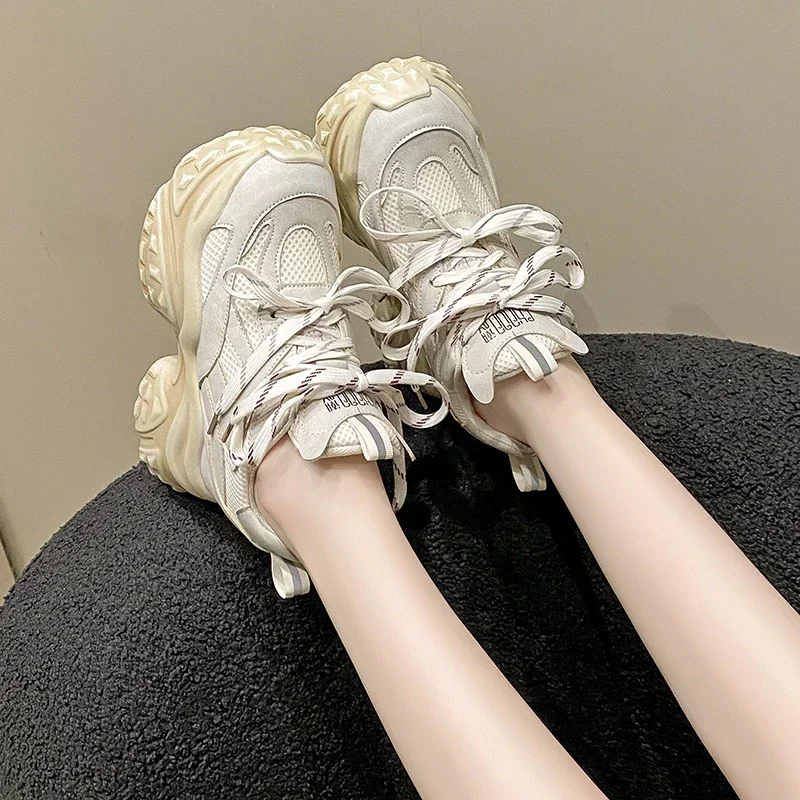 Женские кроссовки на высокой платформе 10 см Повседневная дышащая спортивная