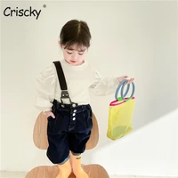 crisckybaby denim overalls spring autumn baby pants boys cute trousers korean style childrens clothing trend girl overalls