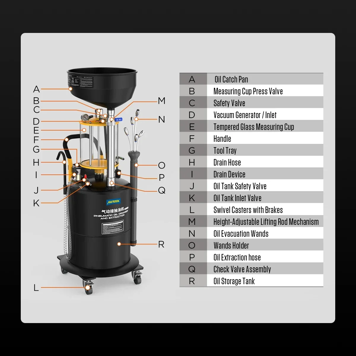 Autool Od720 12v 70L Пневматический экстрактор слива отработанного масла для автомобиля