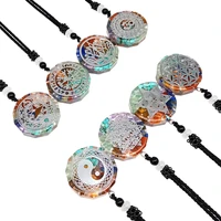 7chakra yoga meditation round energy necklace amulet jewelry women gifts natural crystal gravel divination pendant sweater chain