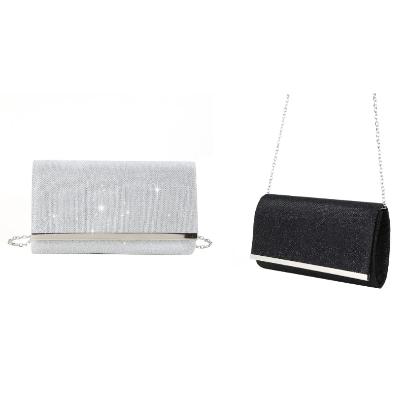 

Women Glitter Handbag Evening Bag Party Bridal Clutch Prom Wedding Purse Shoulder Crossbody Bags Detachable Chain